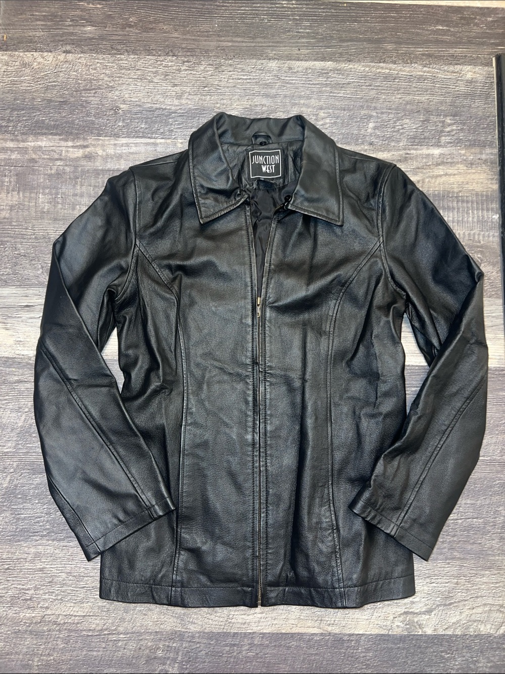 Junction West Women’s Black 100% Genuine Leather Moto Jacket Medium